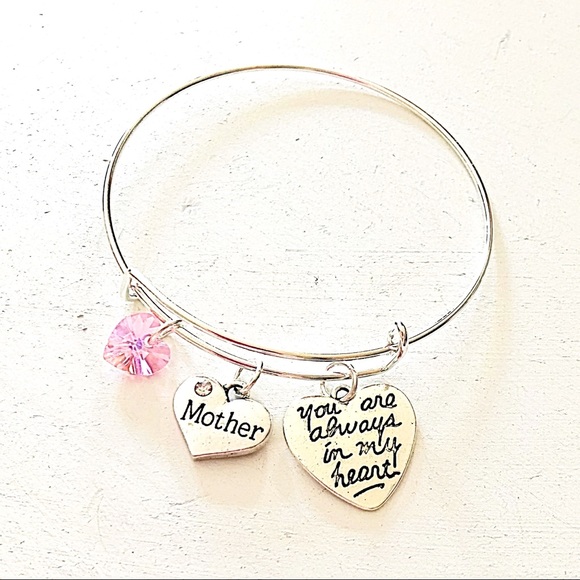 Hanalea Island Jewelry Co. Jewelry - Personalized 🌷 Mother Silver Bangle Bracelet Gift